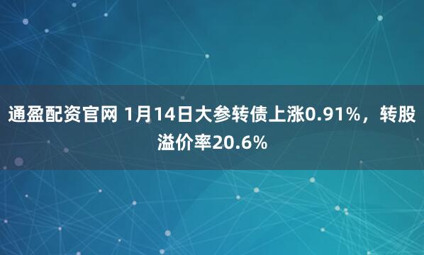通盈配资官网 1月14日大参转债上涨0.91%，转股溢价率20.6%